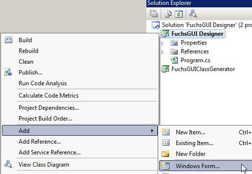 FuchsGUI Add New Form
